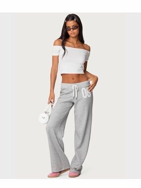 Edikted' Gray Sweatpants with Drawstring Waist